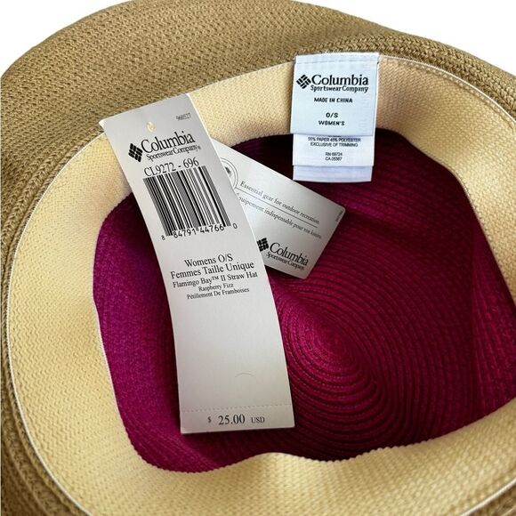 Columbia Flamingo Bay Straw hat in raspberry fizz NWT - Picture 7 of 8